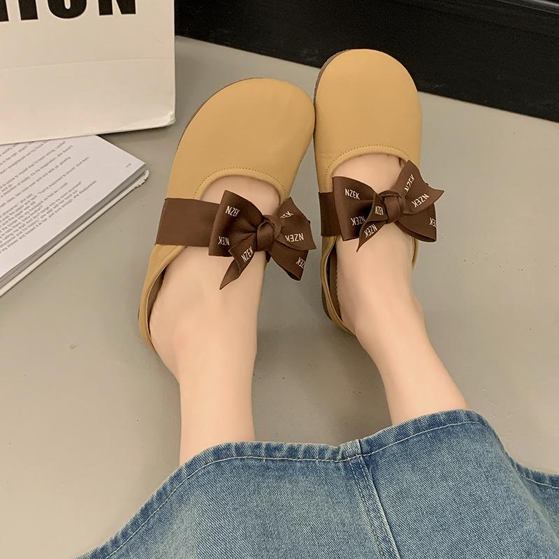 Small Casual Spring New Women's Shoes Flat-soled Bag Head Rubber Gentle with Skirt Lazy Flat-soled Cool Slippers Tide