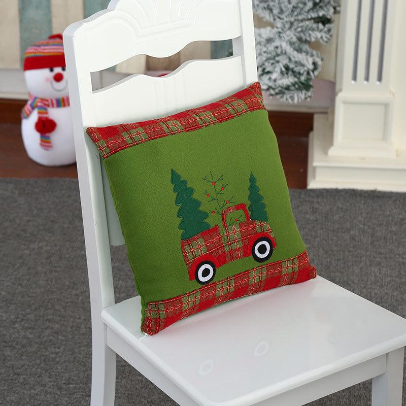 New Plush Embroidered Car Cushion Pillowcase - Christmas Home Decoration зелёный