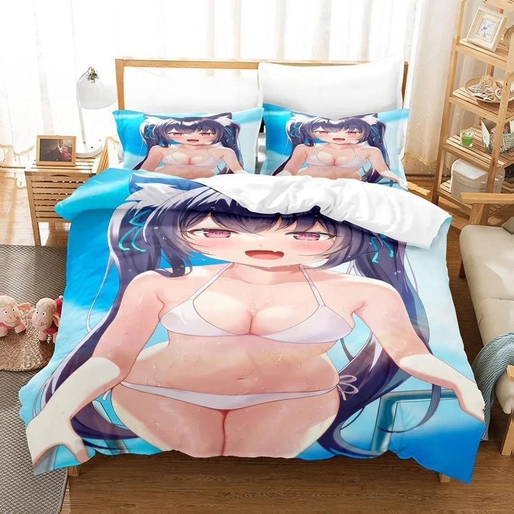 Anime Bed Sheet Kawaii Girl Blue Archive Bedding Set Single Twin Full Queen King Size Bed Set Aldult Kid Bedroom Duvetcover Sets