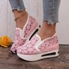 Plus Size Women's Lace Mesh Loafers - High Heel Slip-On Casual Shoes for Summer