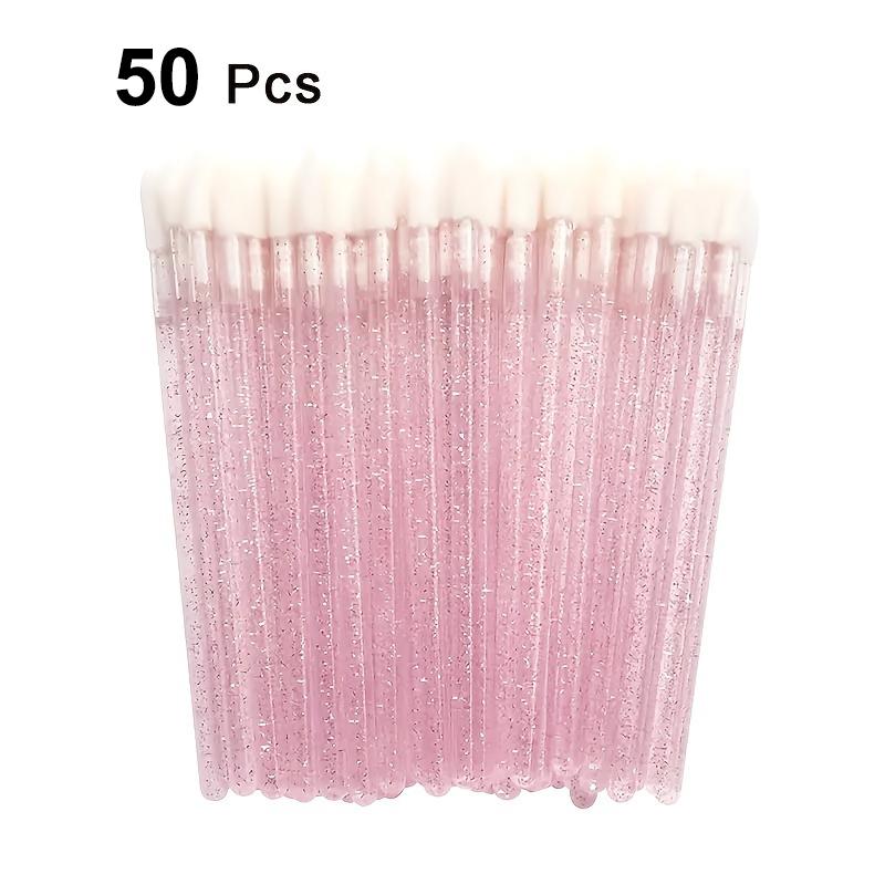 

50 шт. кристальные бальзамы для губ, нейлоновые кисти-аппликаторы, без запаха, овальные накладные ресницы, макияж, косметические инструменты 50pcs розовый