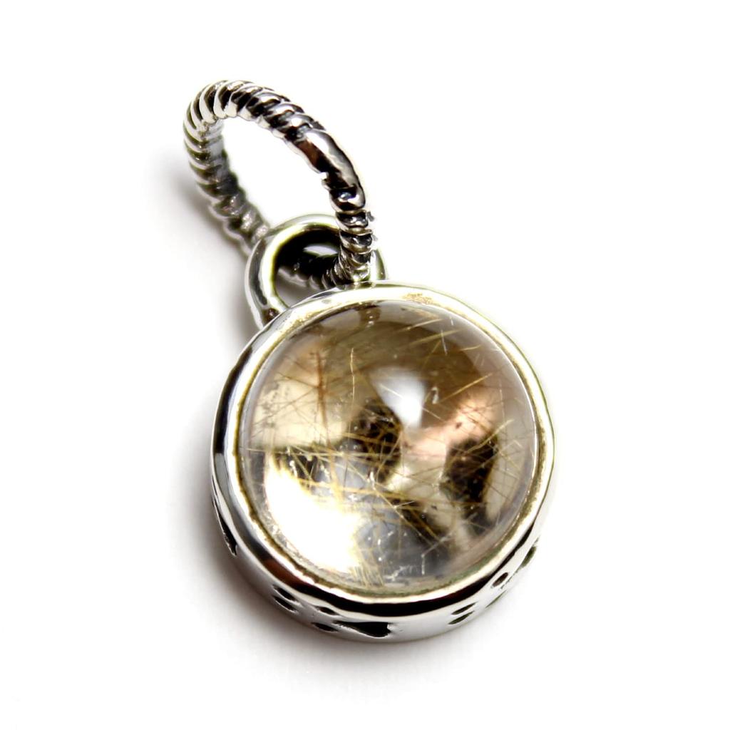 [World Accessories Carmelo] Rutile Quartz Cat Pendant, Sterling Silver 925, Pendant Top, Women's & Men's