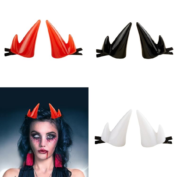 Multiuse Devil Horn Hair Clip Resin Strong Hold Side Clip for Halloween Costume Event And Masquerades Photography