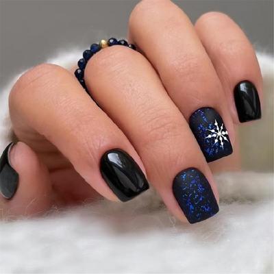 Short Square Nail Tips Fake Nail Glues On Nail Stick On Nail Press On Nail Artificial False Nail for Womens and Girls