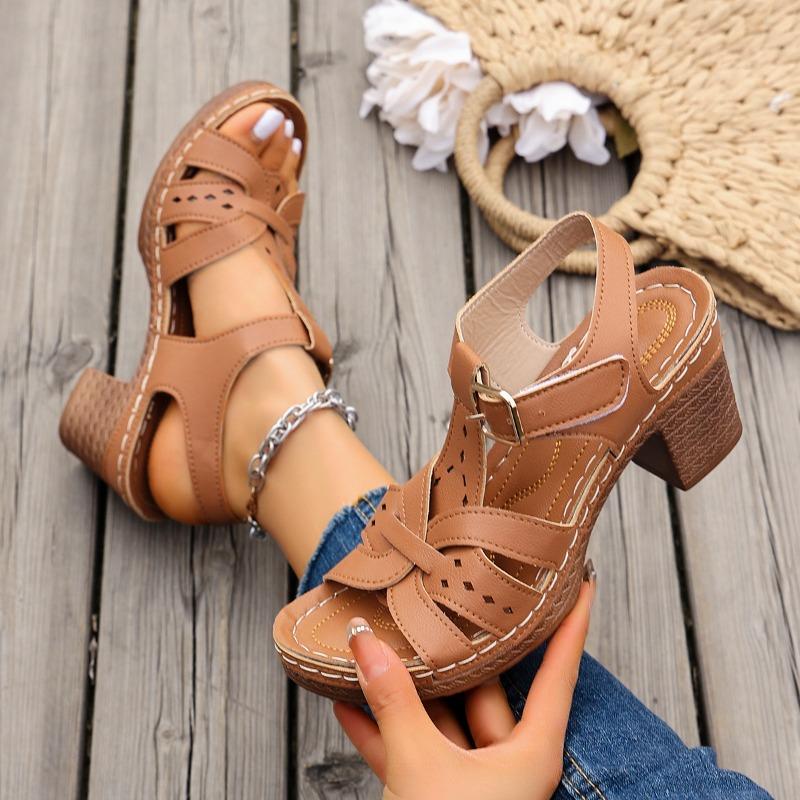 2025 Women Summer Trend Comfort Sandals Fashion Versatile Heels Shoes Lightweight High Heel Sandals New Shoes for