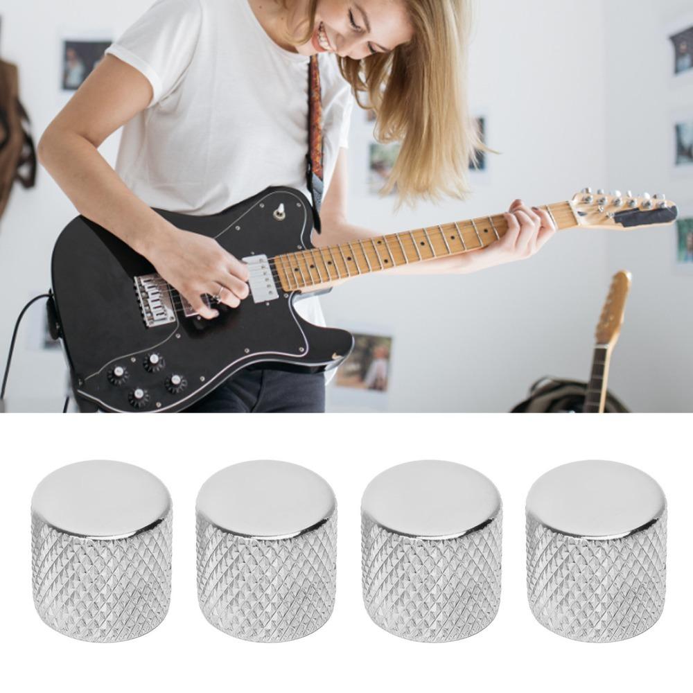 4PCS Black/Silver Electric Guitar Control Knob Replacement Knob For Electric Guitar Control Knob
