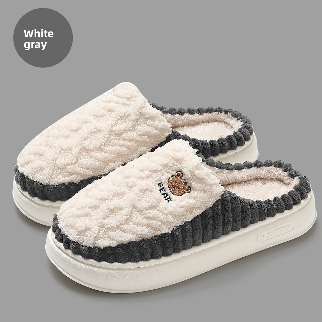 Cotton Slippers for Women, Autumn and Winter, Indoor, Anti Slip, Household, Couple, Woolen Slippers for Men, Winter Cotton Shoes