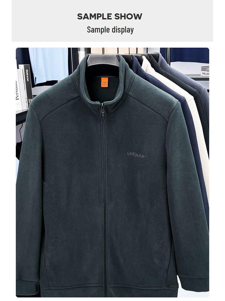 Men's 2025 Autumn/Winter Fleece Stand Collar Hoodie - Thick, Warm, and Casual Zipper Cardigan Outerwear.