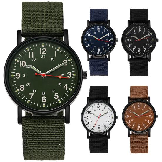 Men Quartz Watch Accurate Soft Wristband Nylon Braided Luminous Sports Wrist Watch for Daily Wear