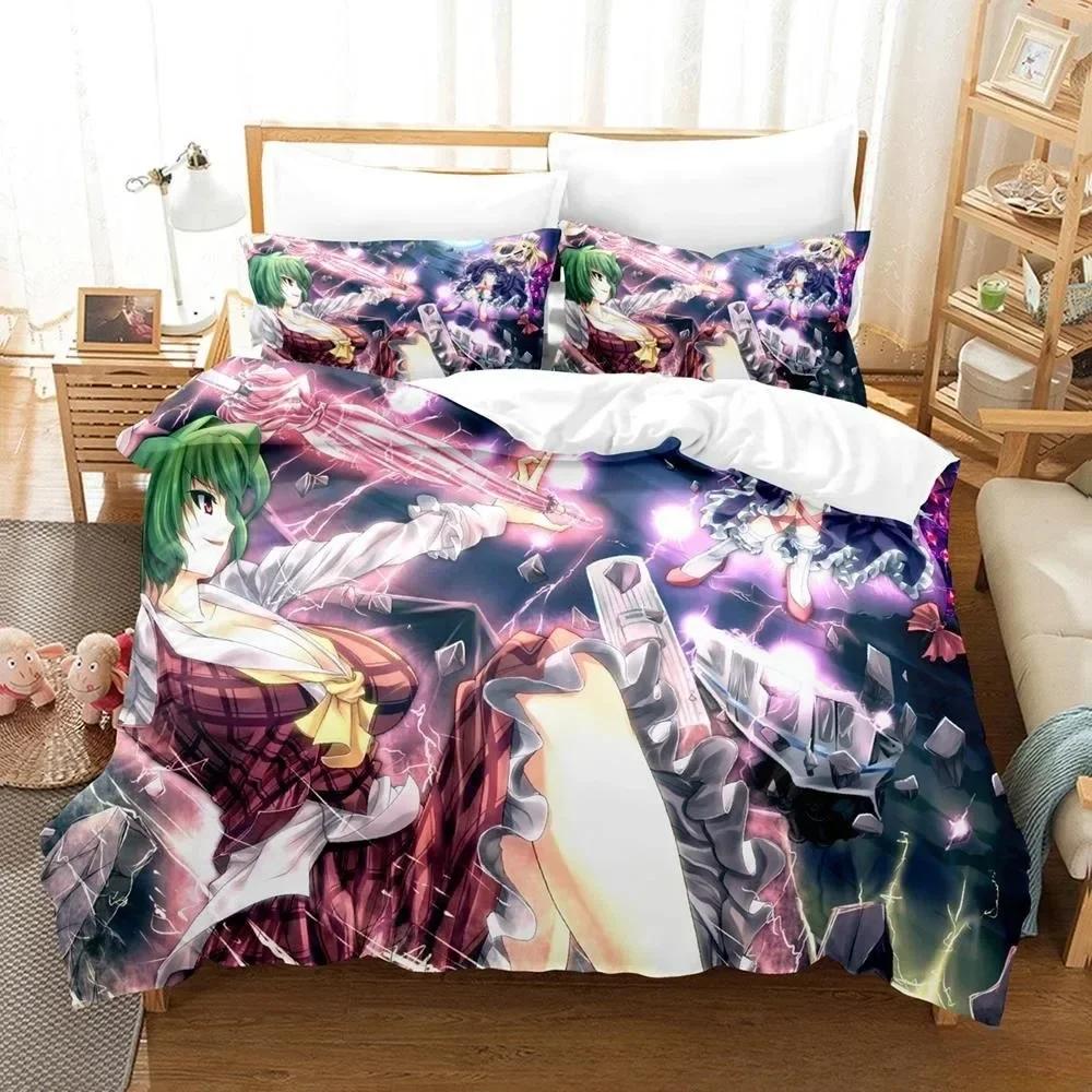 

3D Anime Kawai Young Girls Yuka Kazami Beding Set Printed With Pilowcase Bed Soft Duvet Cover Soft Single Double Quen Super King-Sized Dimensionsd 100*200cm Single