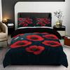 Bed Three-Piece Set, Red Flower 3D Digital Printing Pillowcase, Home Textile Quilt Cover 3-Piece Set