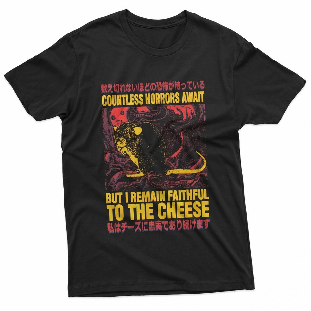 Faithful To The Cheese Funny Japanese Horror Rat Meme Y2K TShirt Unisex T-Shirt XXXL
