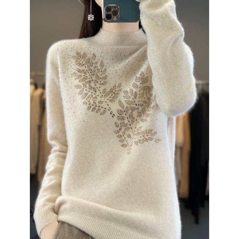 TIFICY Women s Fashion Casual Fall Winter Long Sleeve Half Turtleneck Sweaters S бежевый