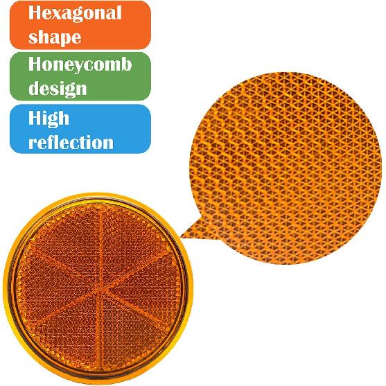 EMARK/DOT/CCC 2pcs Round Reflector Self Adhesive Stick on Trailer Driveway Mailbox(Amber)