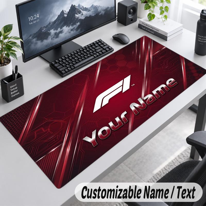 Custom Name Text Mouse Pad F1 Personalized Desk Pad For Work And Gaming