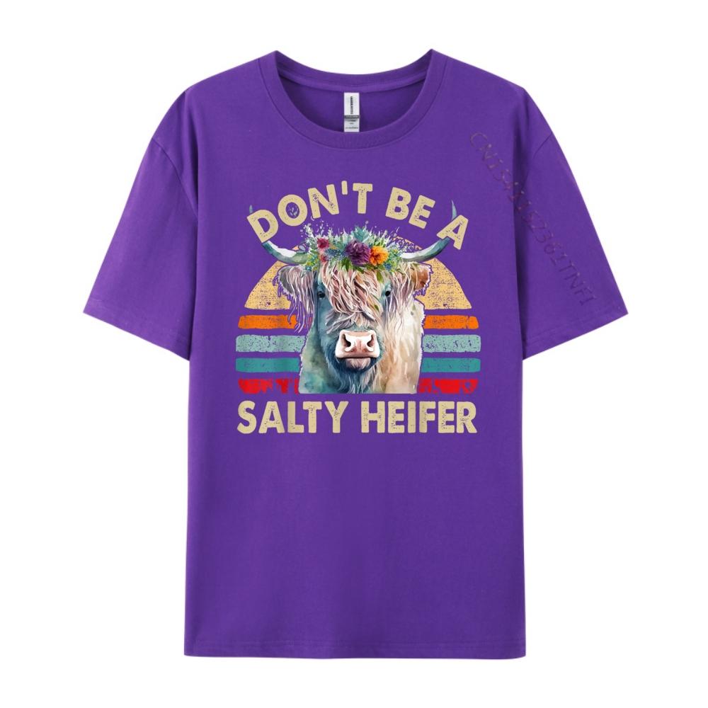 Highland Cow Shirt Women Dont Be Salty Heifer Funny Farm Mom Red And Black Graphic T Shirt Camiseta Easter Day