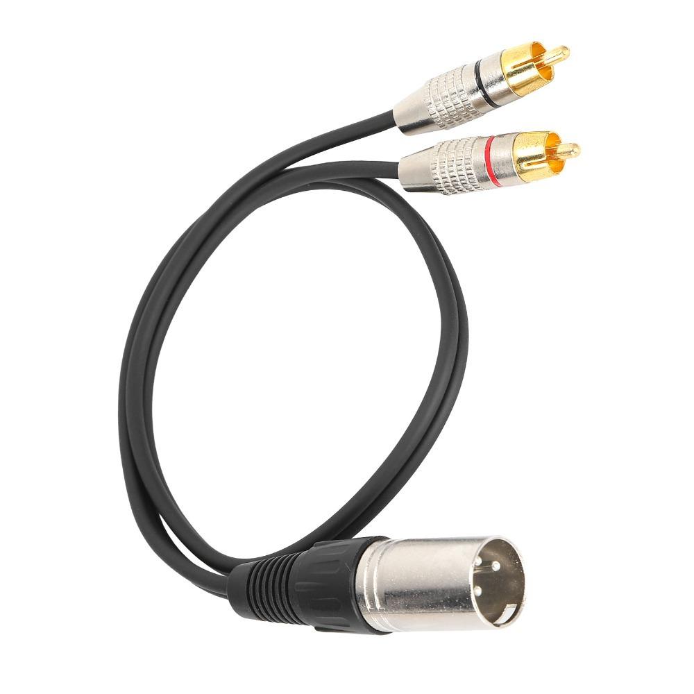 Patch Cable XLR Male To 2RCA Audio Splitter Cable Y-Splitter Adapter  Microphone