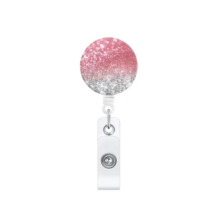 Retractable Badge Holder Reel Clip Marble Print Nurse Exhibition Card Holders Woman Doctor ID Card Chain Clips