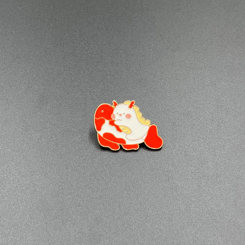 Year of the Dragon Red Brooch: Prosperous Chinese Zodiac Badge, Commemorative Dragon Metal Accessory