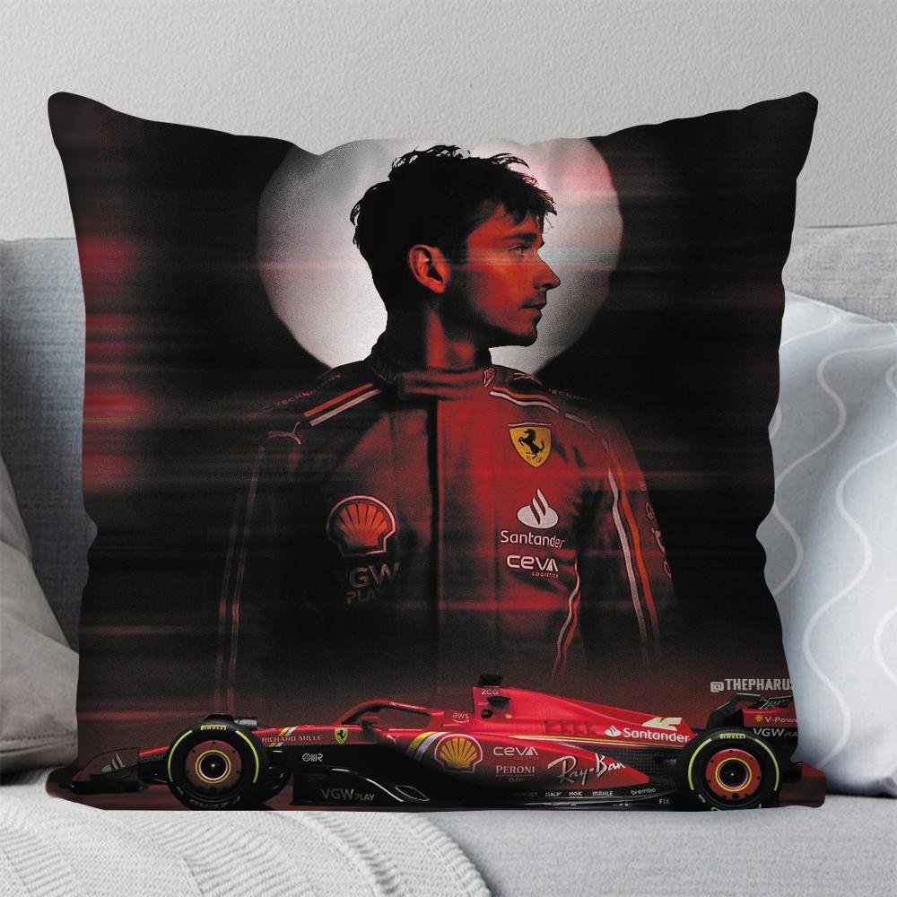 C-Charles L-Leclerc F1 16 Kissenbezug Quadratisches Kissen Schlafzimmer Sofa Freizeit Komfortkissen Auto Wohnzimmer Heimdekoration 40X40