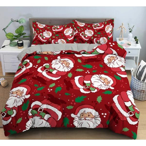 3D Digital Printing Christmas Three-Piece Set, Holiday Decoration Bedding Set