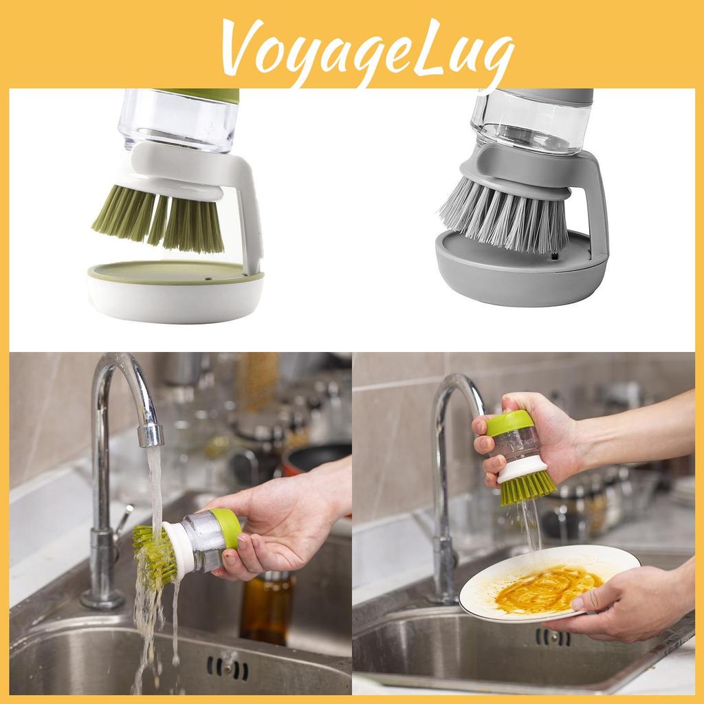 Household Dish And Pot Brush With Builtin Liquid Injector For Lazy Clean