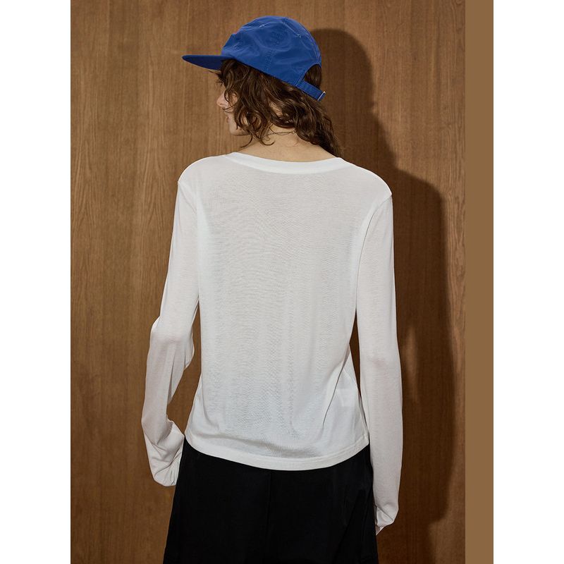 Coolhut2025 Autum Women's White Fashionable Simple Versatile Loose Versatile T-Shirt