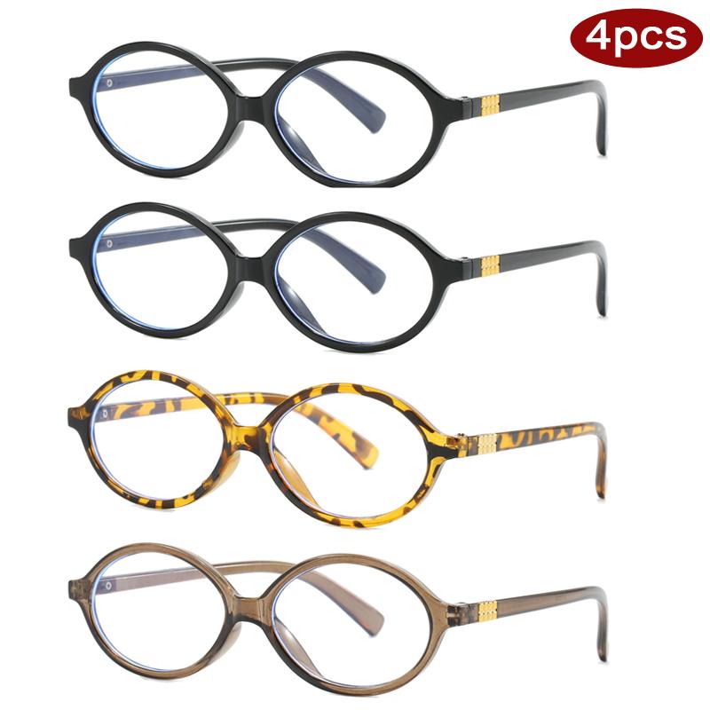 4pcs Fashion Female Small Oval Clear Lenses Glasses Frames Women Anti Blue Light Glasses Frame Trendy Multi Color Eyewear