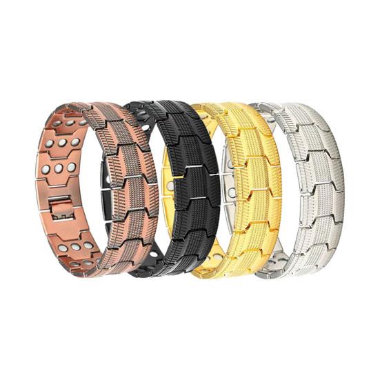 Alloy Magnetic Bracelet Retro 3-Row Magnet Therapy Bracelet Hypoallergenic Health Bracelet Gift for Him Her Women Men