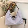 Gestreifte Canvas-Schultertasche im koreanischen Stil für Damen - Handtasche mit großem Fassungsvermögen für modische Pendler