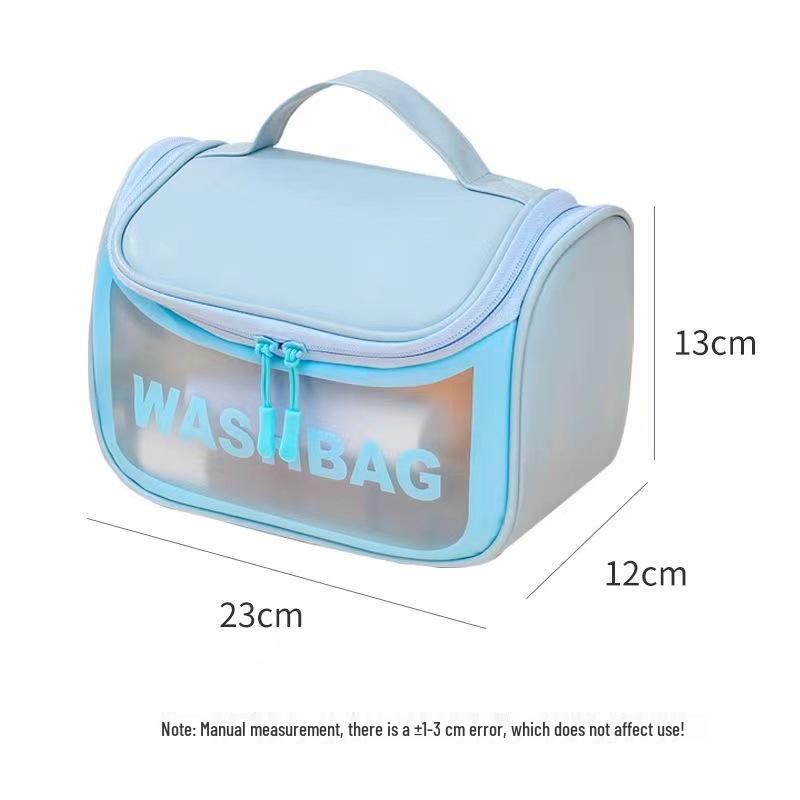 

Frosted Handheld Makeup Bag - Women s Large Capacity, Wet/Dry, Casual & High-End 23*12*13 синий