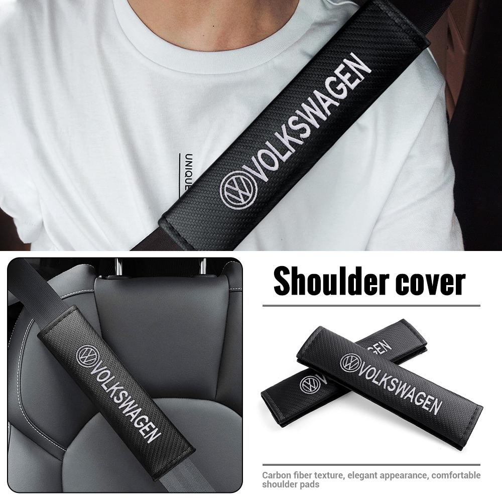 Valve Stems Caps 2Pcs Carbon Fiber Car Safety Belt Shoulder Cover Pads For Volkswagen VW Caddy Tiguan Golf 4 5 Beetle Touran Pol zd7