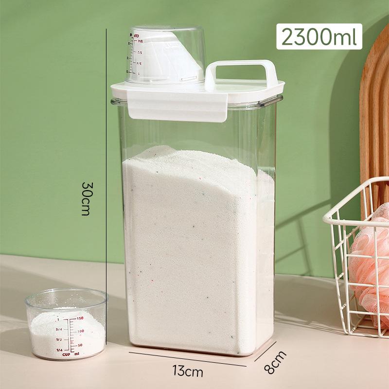 

Большой контейнер для хранения стирального порошка с крышкой и мерным стаканом