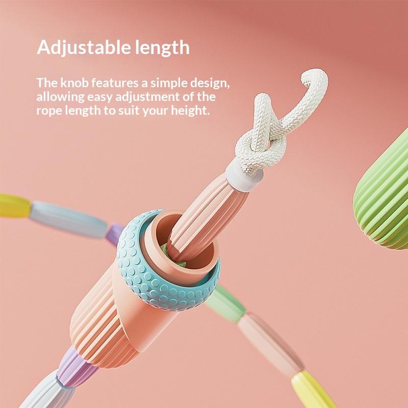 1Pc Silicone Handle Sausage-Shaped Bamboo Joint Jump Rope Adjustable No-Tangle Fitness Training Rope For Beginners And Adults