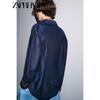 Zaprha 2025 Autumn New Casual Loose Asymmetric Hem Lapel Long Sleeve Shirts Top 3819008