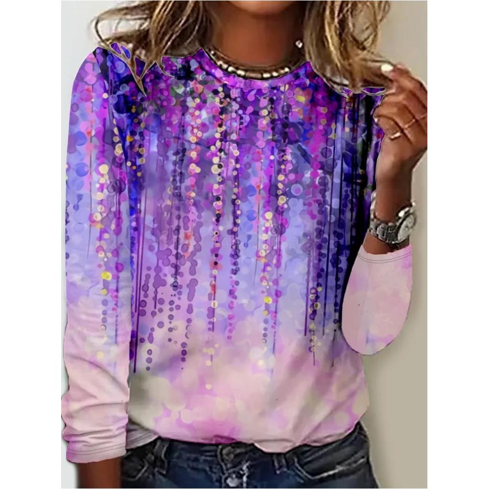 

Мода Tie-Dye Цветная женская футболка с длинным рукавом Одежда с круглым вырезом Осень Топы Футболки с цветочным принтом 2024 Горячие Новые поступления 8XL