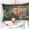 Japanese Anime Pillowcase Kawaii Cat Cute Pillow Case Green Plants Rectangular Cute Pillow Covers 20"x 30" Inch Pillowcases with Hidden Zipper Sofa