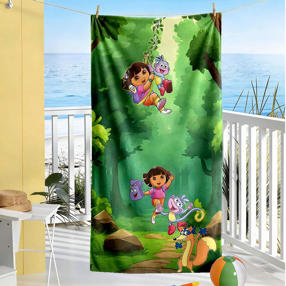 Dora Explorer Beach Towel Soft Durable Quick-Dry Comfortable Lightweight Portable for Swimming,Beach,Camping, Travel, Beach Accessories,Gym