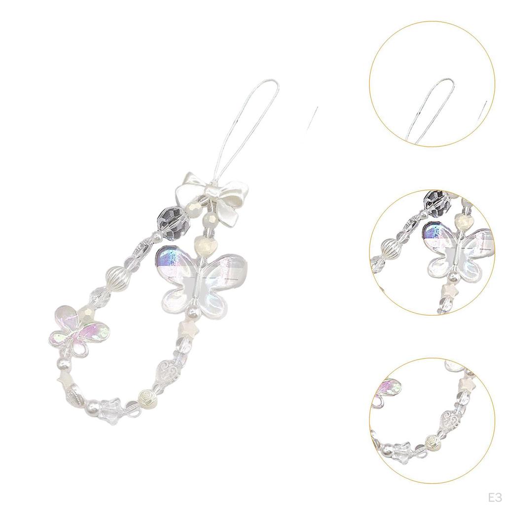 Cartoon Beaded Phone Lanyard Case Wrist Strap Wristlet Lightweight Stylish Key Chains Jewelry