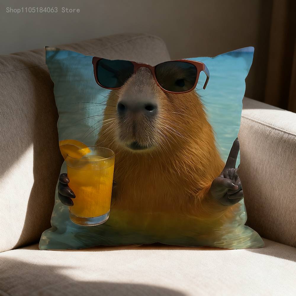Capybara Pillow Case Print Polyester Fiber 40X40 cm Home Sofa Throw Cushion Cover Decoration
