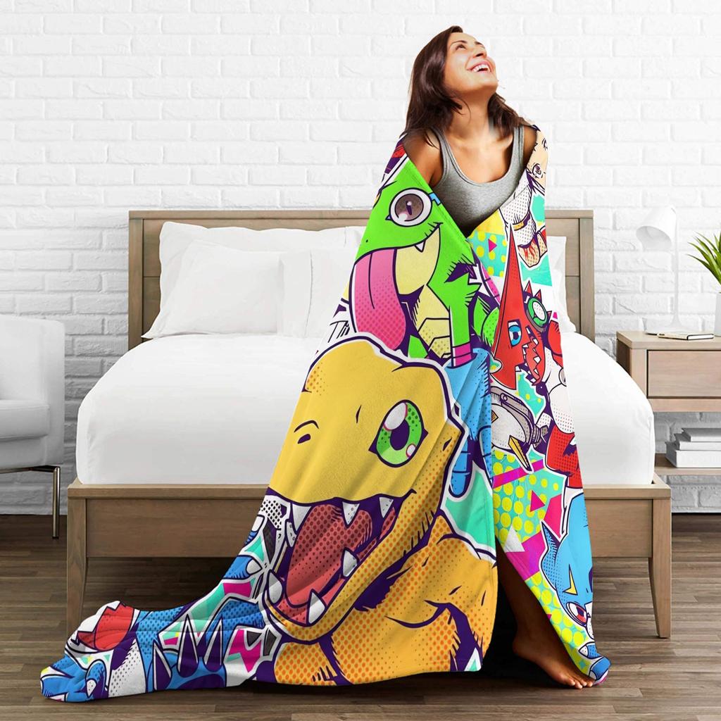 Digimon Adventure Super Soft Blanket  Decorative Plush Throw Blanket Novelty Couch Chair Flannel Bedspread Sofa Bed Cover