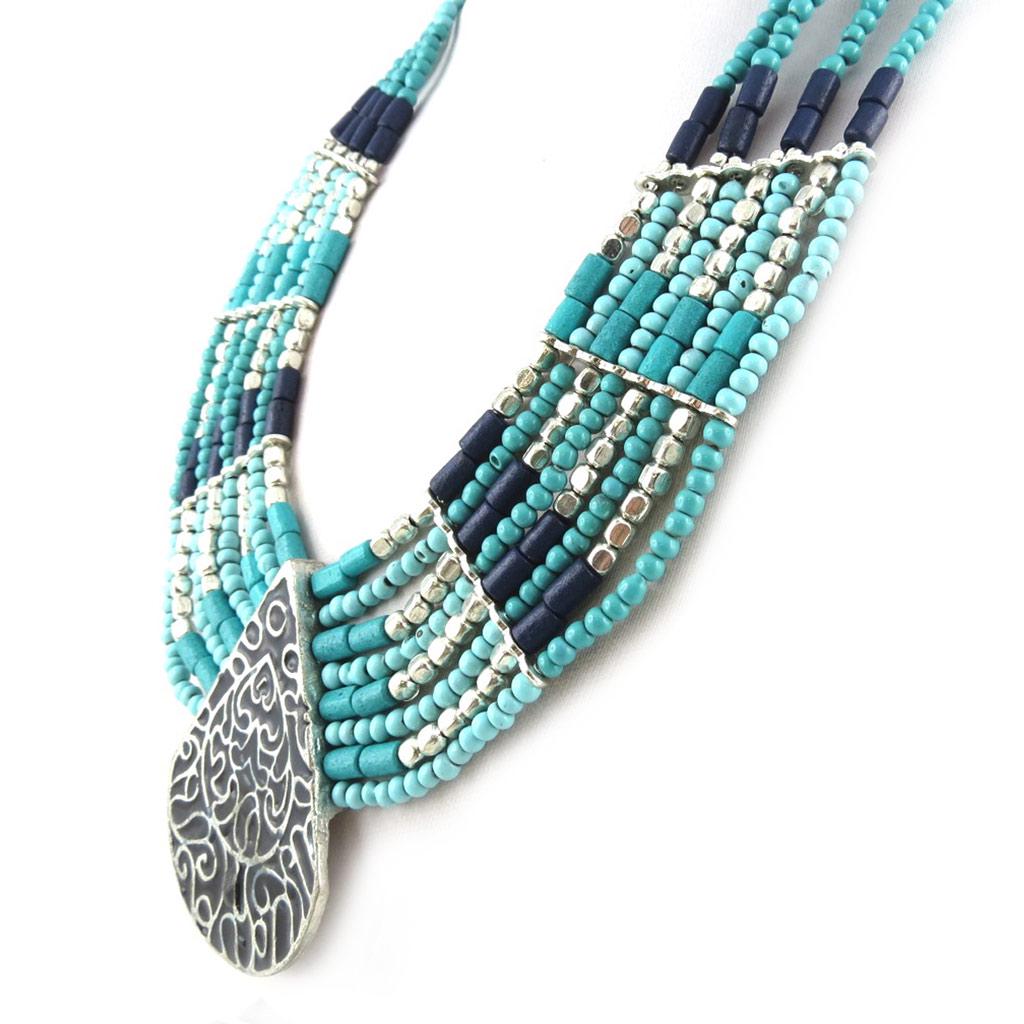 Les Trésors De Lily [N0963] - Turquoise Blue 'Kilimanjaro' Designer Necklace