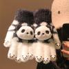 Cute red panda plush knitted gloves female winter thickened warm student riding cold can be divided