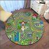 Alfombra Redonda de Juego para Niños Mapa de Ciudad con Carreteras Área de Juego Educativa Pista de Coches Alfombra de Suelo de Pueblo Suave Antideslizante Juego Interactivo Alfombra Circular