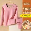Women's 700g German Wool Lambskin Thermal Underwear Set: Velvet-Lined Double-Sided Top and Bottom for Autumn/Winter.