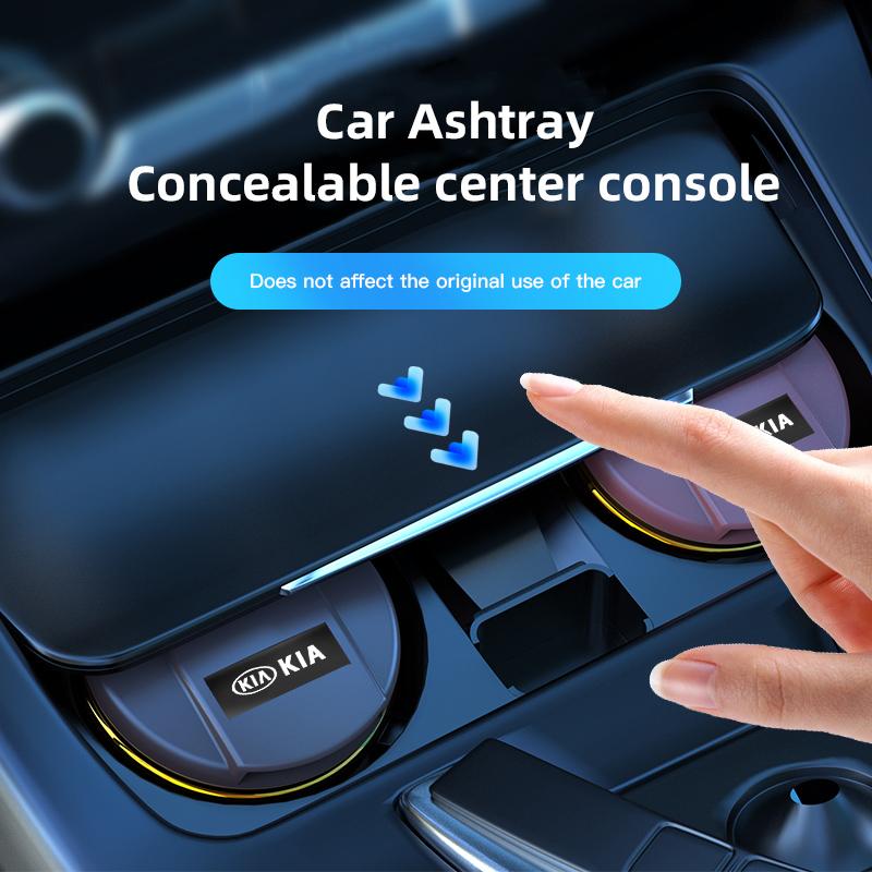 AANK1 Car Ashtray LED light Ceramic lining Ashtrays Accessories For KIA EV6 Stinger RIO Sorento Picanto Ceed Borrego Syros K4 K5 K8 K9