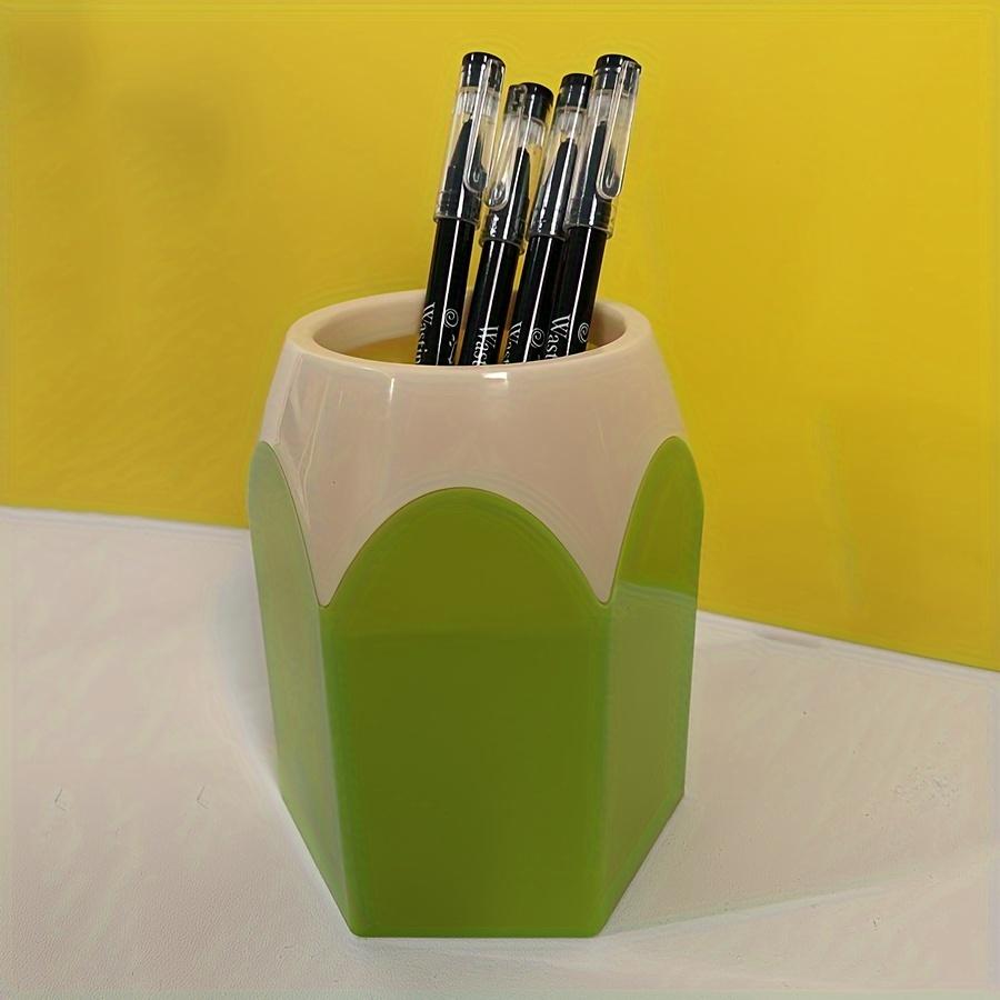 Minimalist Pencil-Shaped Stationery Storage Container for The Back-To-School Season, a Colorful Plastic Pen Holder for Students' Desks, Sold Individua