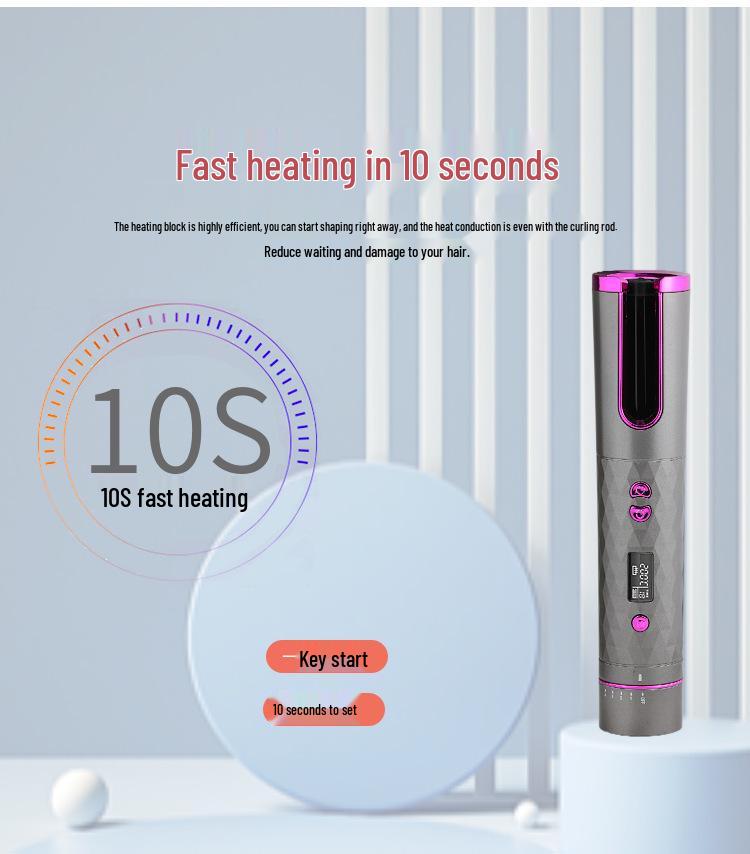 Wireless Automatic Rotating Curling Iron - Portable, Intelligent, Anti-Scald, Hair-Friendly LCD Device