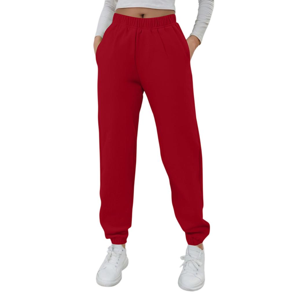 Women's Fashion Sport Solid Color Drawstring Pocket Casual Sweatpants Pants