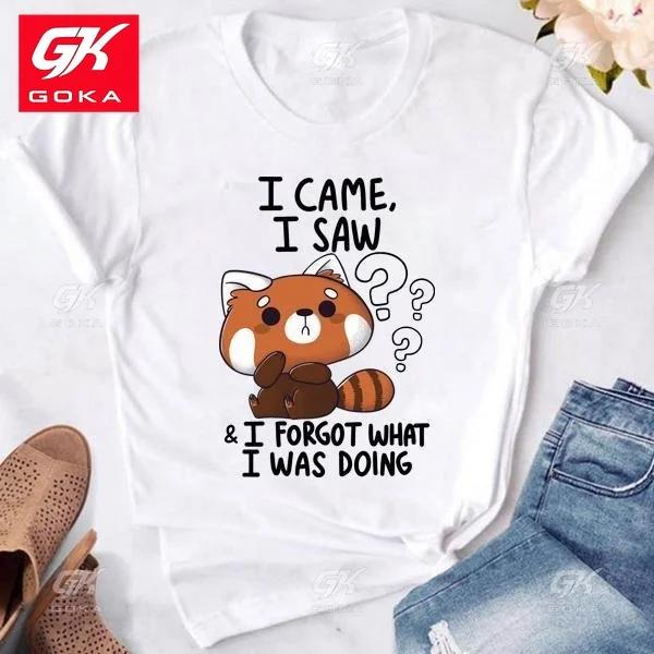 

Cute Raccoon I Came I Saw Cotton T Shirt for Women Tee Shirt Femme Casual Hip Hop Short Sleeve Round Neck Tops Unisex T Shirts S